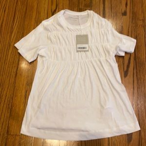 Everlane white short sleeve ruched top